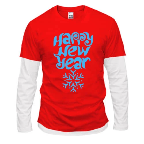 Мужской лонгслив Комби со снежинкой Happy New Year