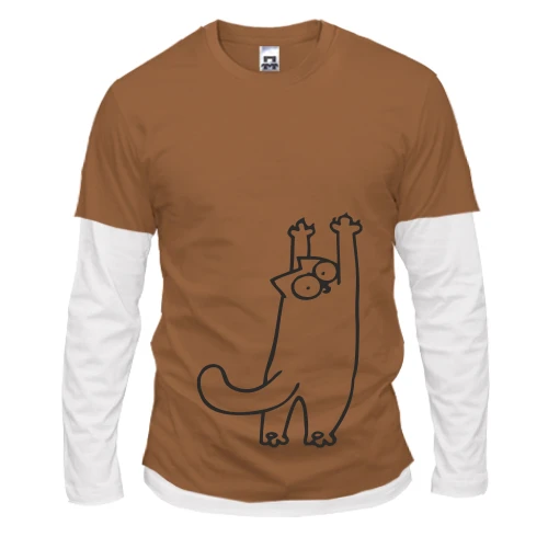 Мужской лонгслив Комби Simon's cat царапается