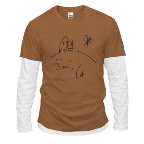 Мужской лонгслив Комби Simon's Cat с бабочкой