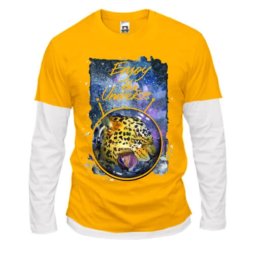 Мужской лонгслив Комби c леопардом "Enjoy the universe" (2)
