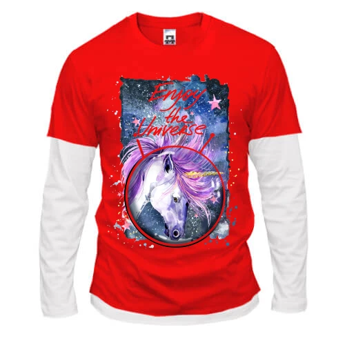 Мужской лонгслив Комби c единорогом "Enjoy the universe" (3)