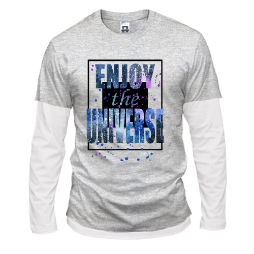 Мужской лонгслив Комби с космической надписью «Enjoy the universe»