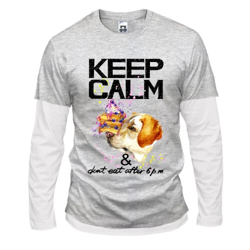 Мужской лонгслив Комби с пойнтером "Keep calm & dont eat after 6 pm"