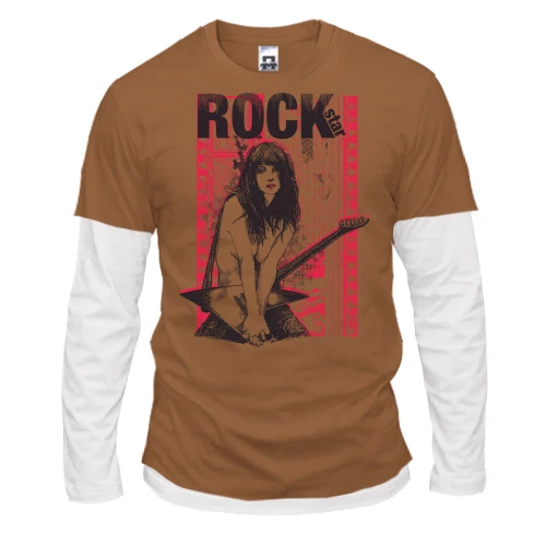 Чоловічий лонгслів Комбі із дівчиною-гітаристкою та написом «ROCK star»