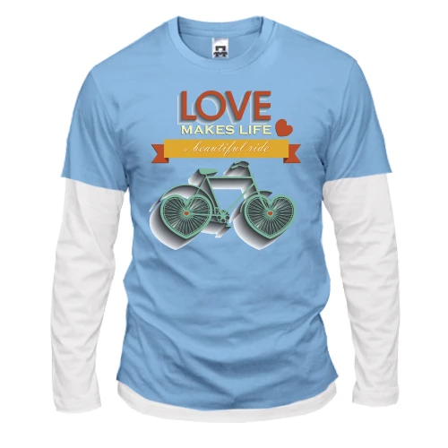 Чоловічий лонгслів з подвійним рукавом love makes life a beautiful ride