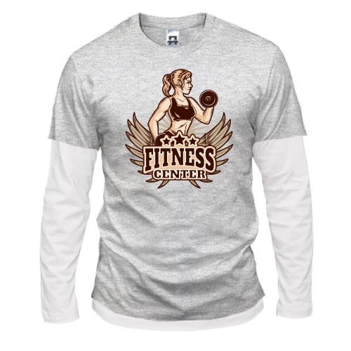 Мужской лонгслив с двойным рукавом fitness center