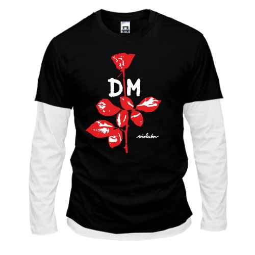 Мужской лонгслив Комби, Черный, Depeche Mode large rose