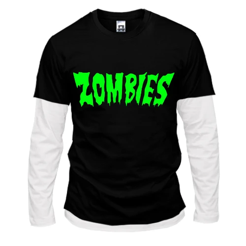 Чоловічий лонгслів з подвійним рукавом з написом Zombies