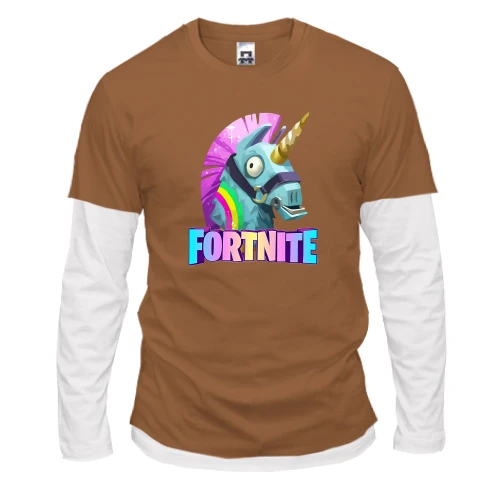Мужской лонгслив с двойным рукавом с единорогом "fortnite"