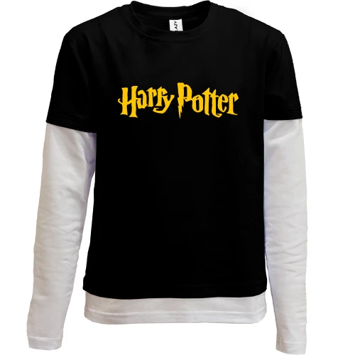 Комбинированный детский лонгслив, черный, Harry Potter (Гарри Поттер)
