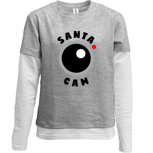 Комбінований дитячий лонгслів, Сірий, "Santa cam"