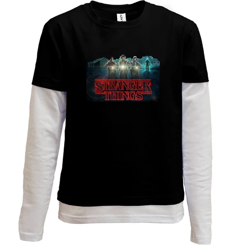 Комбинированный детский лонгслив, черный, Stranger Things