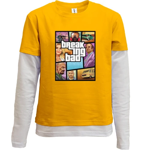 Комбинированный детский лонгслив, желтый, Breaking Bad (в стиле GTA)