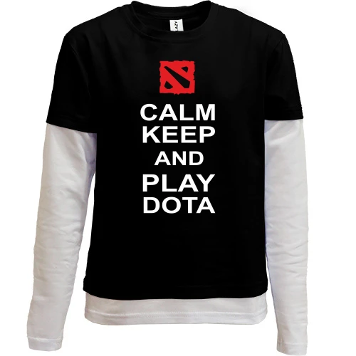 Комбинированный детский лонгслив, черный, Play DOTA