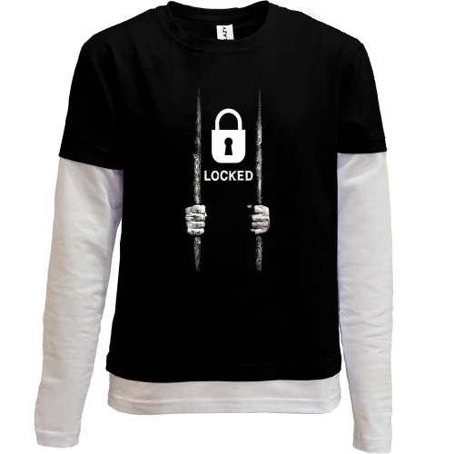 Комбинированный детский лонгслив, черный, Locked