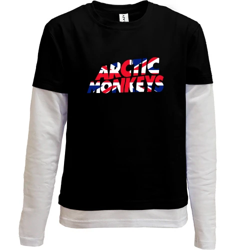Комбинированный детский лонгслив, черный, Arctic monkeys (флаг)