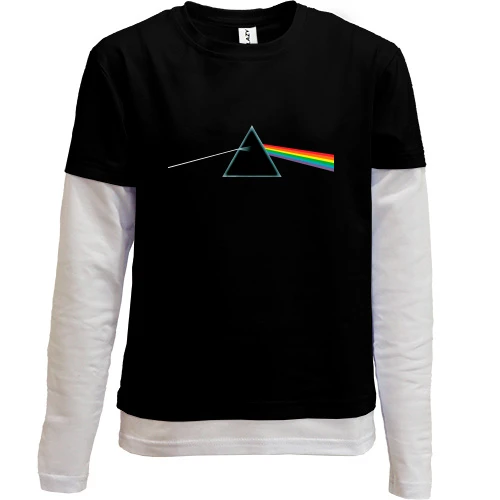 Комбинированный детский лонгслив, черный, Pink Floyd - Dark Side of the Moon