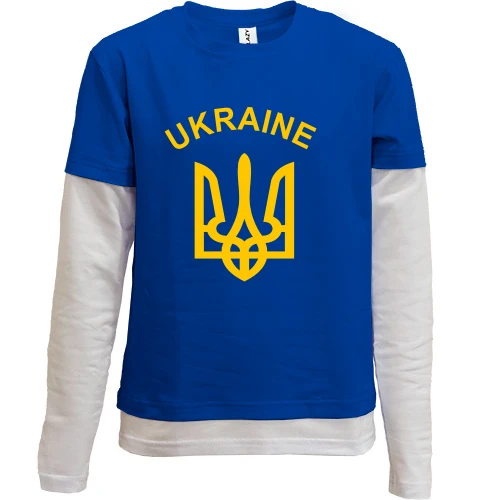 Комбинированный детский лонгслив с надписью «Ukraine» и тризубом