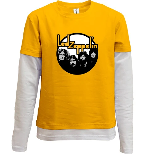 Комбинированный детский лонгслив, желтый, Led Zeppelin (диск)