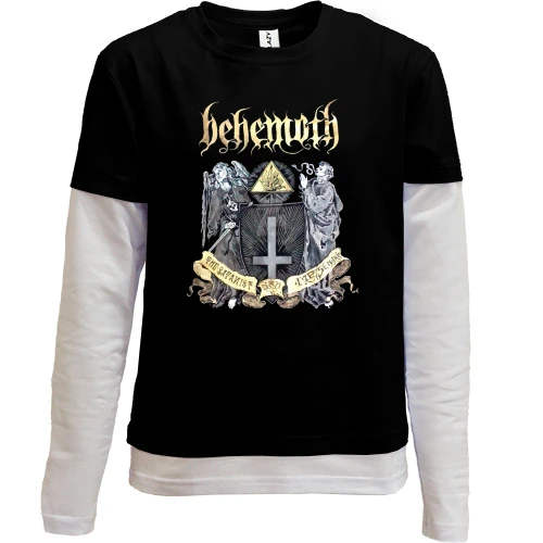 Комбинированный детский лонгслив, черный, Behemoth - The satanist