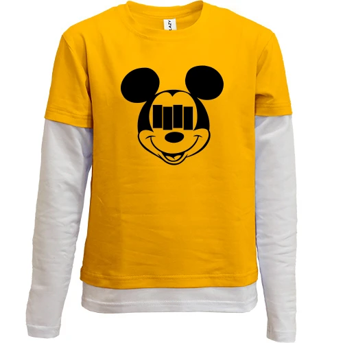 Комбинированный детский лонгслив, желтый, Black Flag Mickey Style