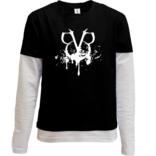 Комбинированный детский лонгслив, черный, Black veil brides (брызги)