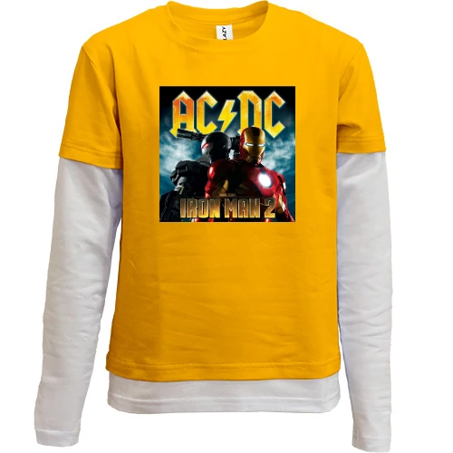 Комбинированный детский лонгслив, желтый, AC/DC Iron Man 2