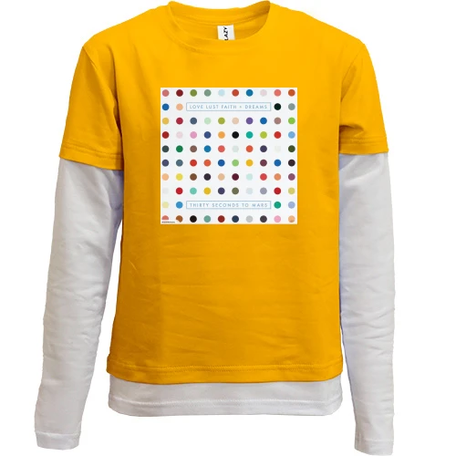 Комбинированный детский лонгслив, желтый, 30 seconds to mars - Love Lust Faith and Dreams