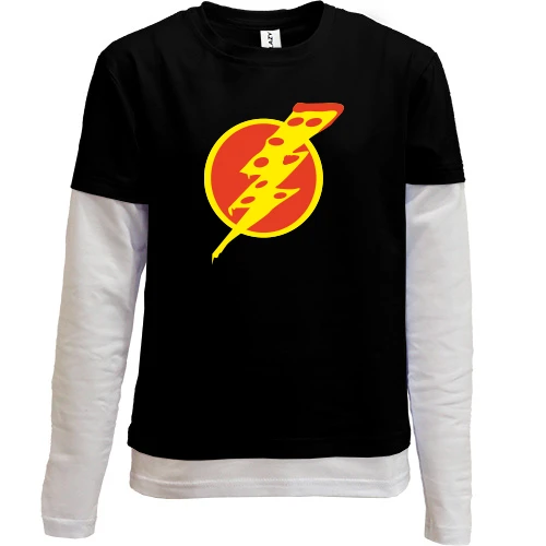 Комбинированный детский лонгслив, черный, Flash Pizza