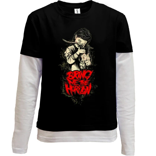 Комбинированный детский лонгслив, Черный, c Bring me the horizon girl (2)