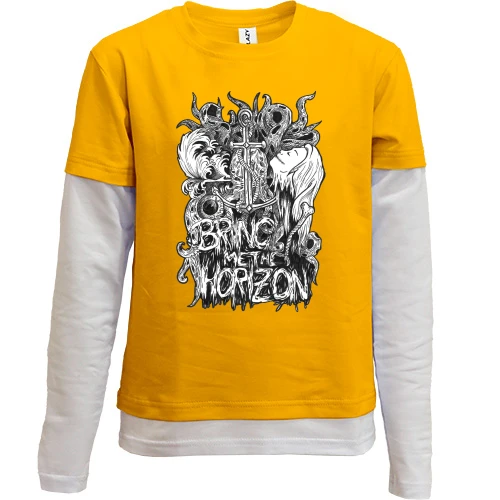 Комбинированный детский лонгслив, желтый, c Bring me the horizon арт