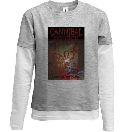 Комбинированный детский лонгслив, Серый, Cannibal Corpse - Red Before Black
