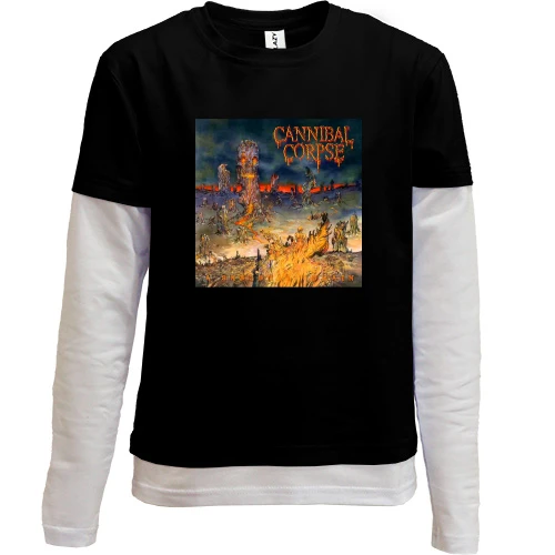 Комбинированный детский лонгслив, черный, Cannibal Corpse - A Skeletal Domain