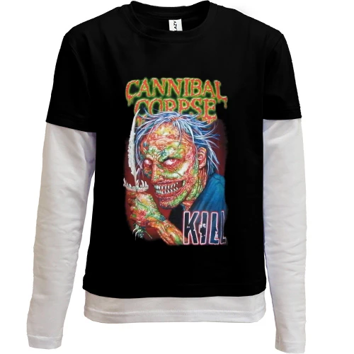 Комбинированный детский лонгслив, Черный, Cannibal Corpse - Kill