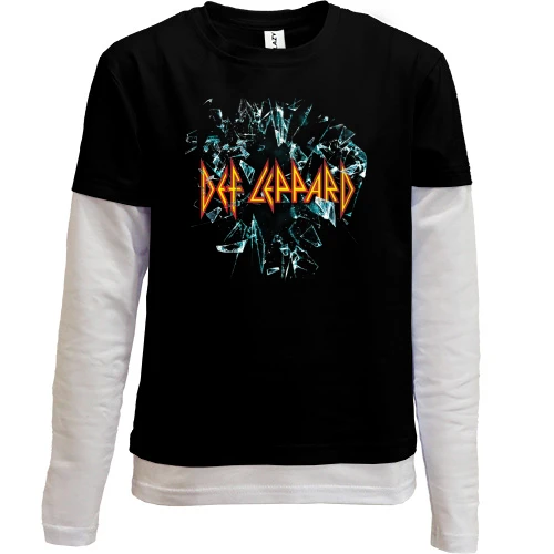 Комбинированный детский лонгслив, черный, Def Leppard - Стекло