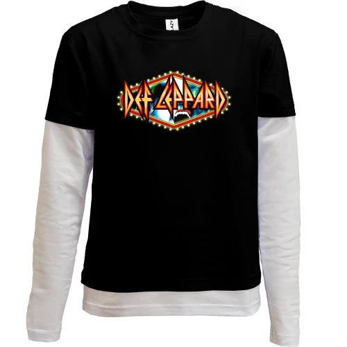 Комбинированный детский лонгслив, черный, Def Leppard (casino)
