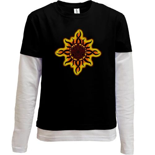 Комбинированный детский лонгслив, черный, Godsmack fire logo