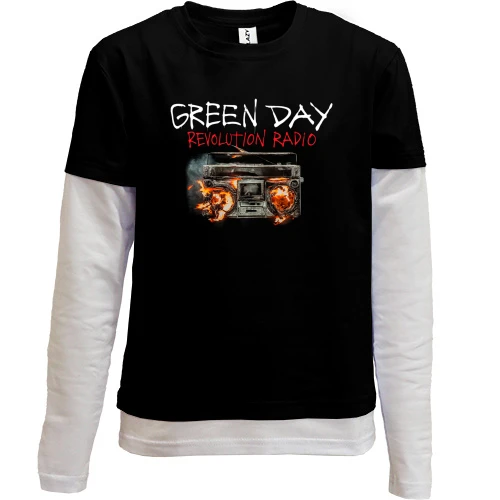 Комбинированный детский лонгслив, черный, Green day Revolution Radio