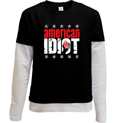Комбинированный детский лонгслив, черный, Green day American Idiot