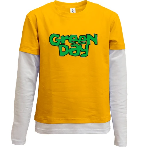 Комбинированный детский лонгслив, желтый, Green day (Street art logo)