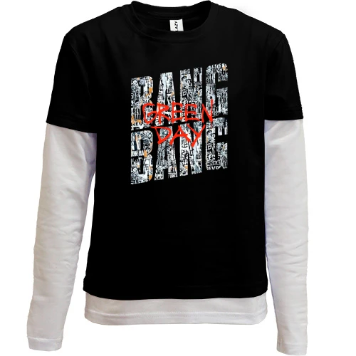 Комбинированный детский лонгслив, черный, Bang Bang Green day