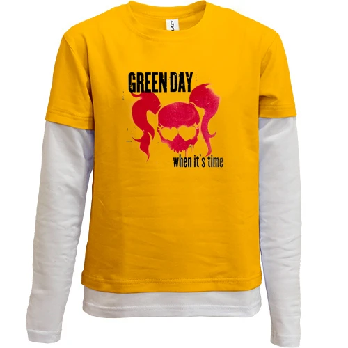 Комбинированный детский лонгслив, желтый, Green day - When it's time
