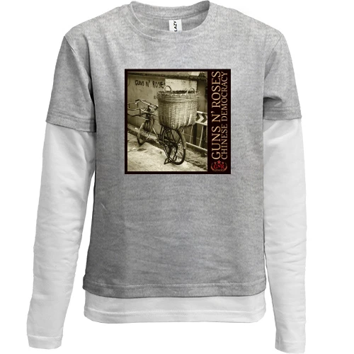 Комбинированный детский лонгслив, серый, Guns N’ Roses Chinese Democracy