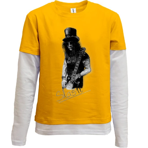 Комбинированный детский лонгслив, желтый, Guns N’ Roses Slash (2)