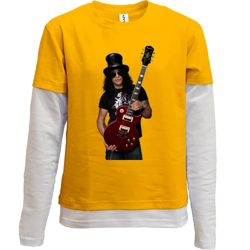 Комбинированный детский лонгслив, желтый, Guns N’ Roses Слэш