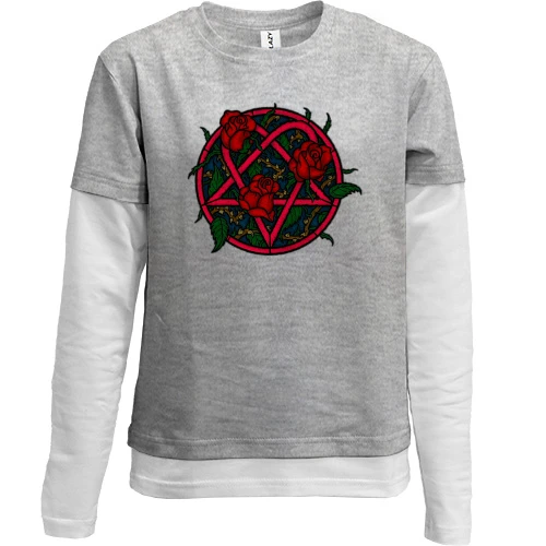Комбинированный детский лонгслив, серый, Rose Logo