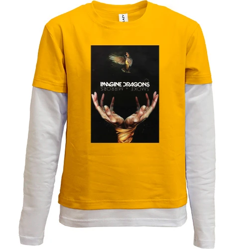Комбинированный детский лонгслив, желтый, Imagine Dragons Smoke plus Mirrors