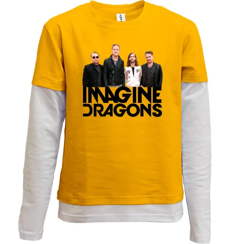 Комбинированный детский лонгслив, желтый, Imagine Dragons (группа)