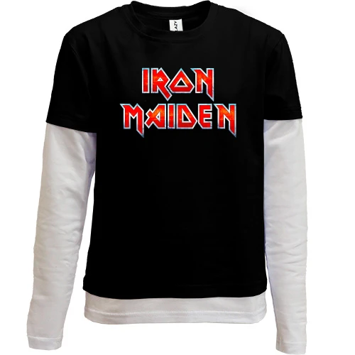 Комбинированный детский лонгслив, черный, Iron Maiden Logo