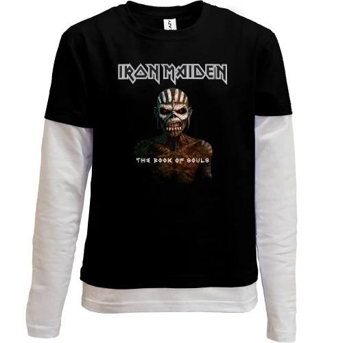 Комбинированный детский лонгслив, черный, Iron Maiden - The Book of Souls